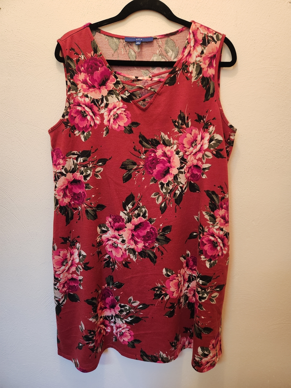 Apt. 9 Pink Sleeveless Floral Dress With Pockets Size XL